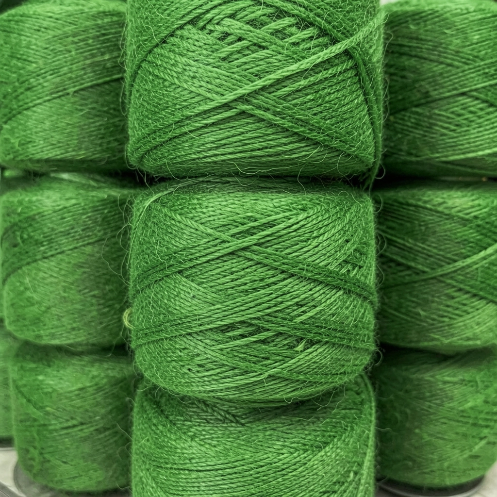 Dyed green carpet yarn
